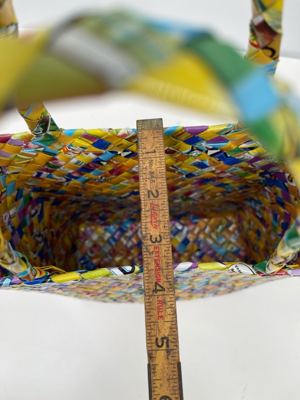 Hand Crafted Multicolor Candy Wrapper Woven Tote Bag - Picture 11 of 12